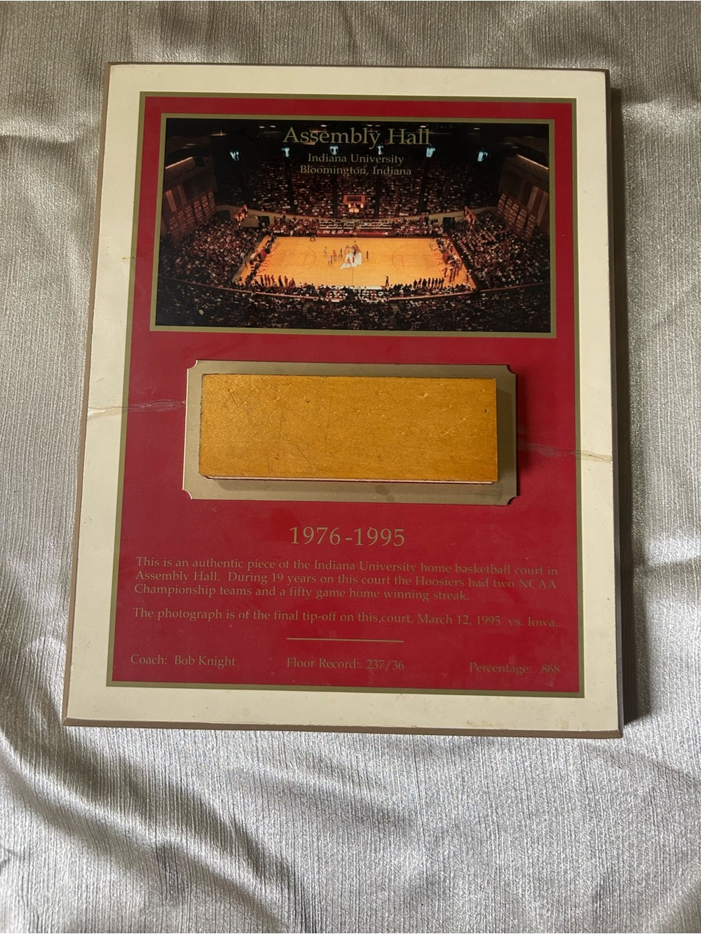University of Indiana Assembly Hall Commemorative Display - Gold